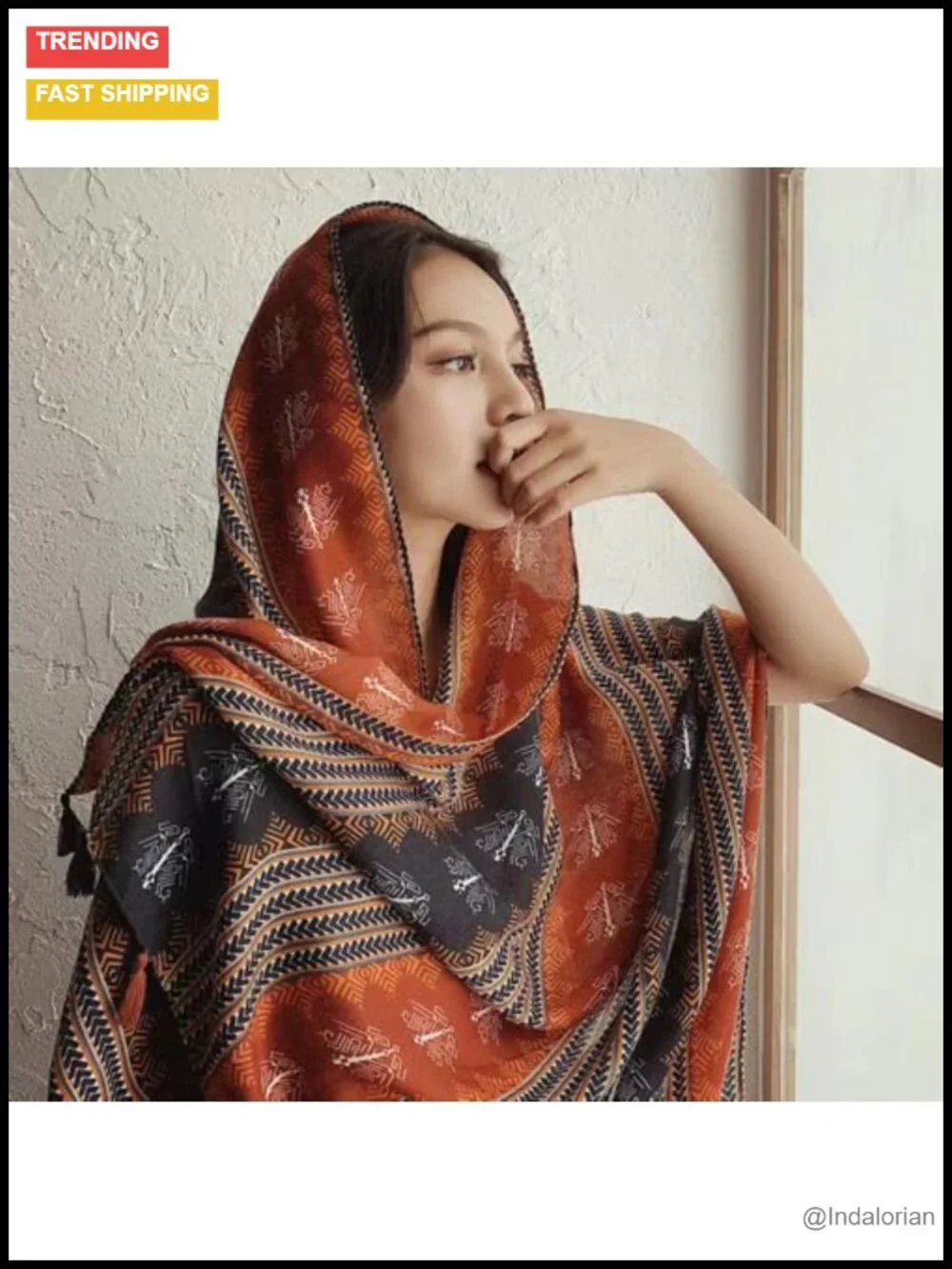Lightweight Floral Printed Fringed Shawl Wrap Scarf